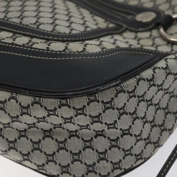 CELINE Macadam Canvas Shoulder Bag Gray Silver Authentic - Picture 9 of 15